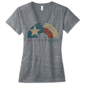 Austin Rainbow - Grey Triblend Ladies' V-Neck